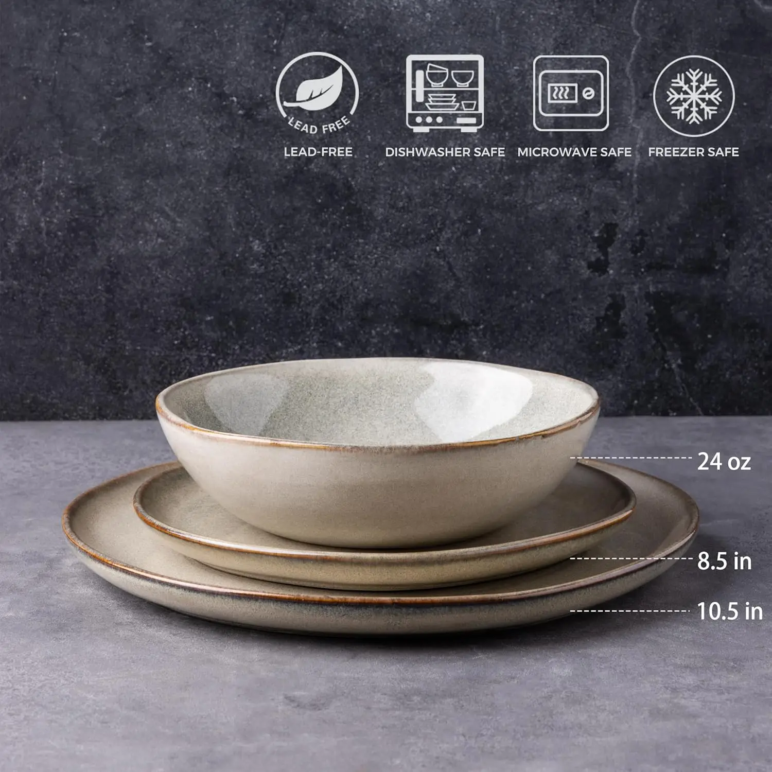 Ceramic Dinnerware Sets,Handmade Reactive Glaze Plates and Bowls Set,Highly Chip and Crack Resistant | Dishwasher & Microwave Sa