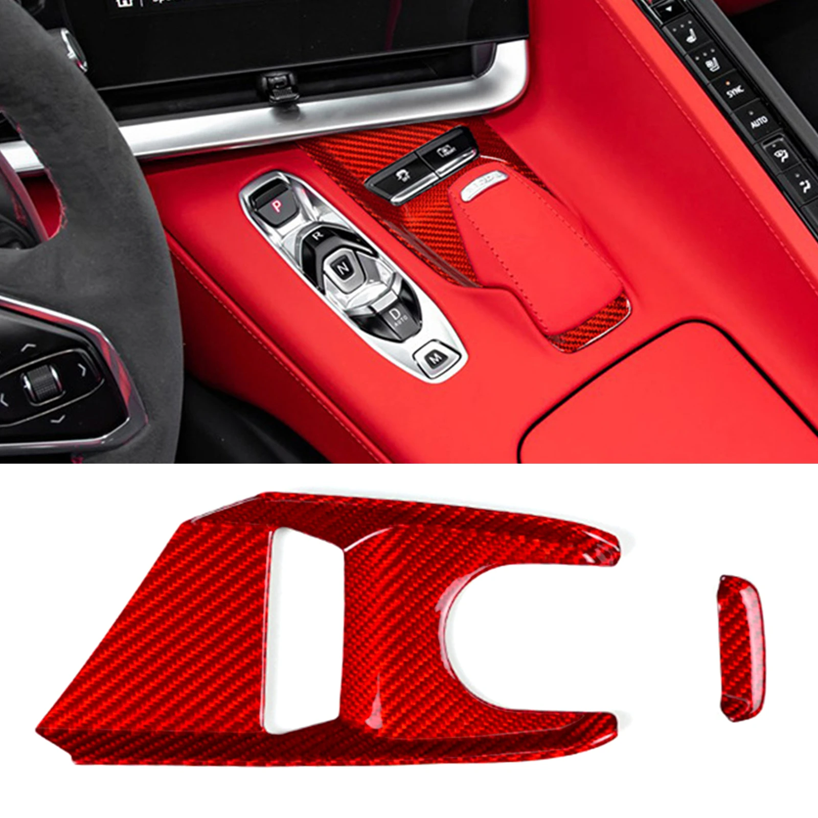 

For Chevrolet Corvette C8 HTC Z51 Z06 2020-2024 Carbon Fiber Center Console Multimedia Switch Button Adjustment Panel Cover Trim