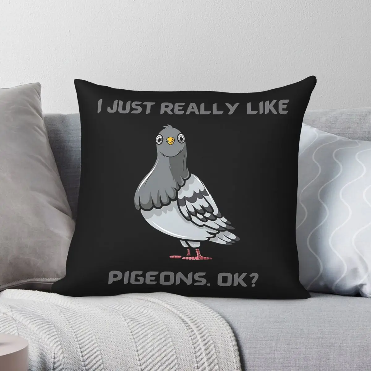 I Just Really Like Pigeons Square Pillowcase Polyester Linen Velvet Printed Zip Decor Throw Pillow Case Home Cushion Cover