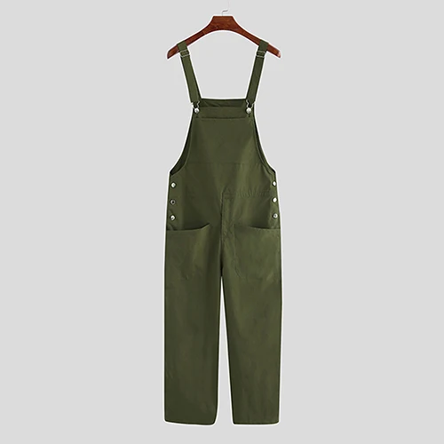 Fashion Men Bib Pants Solid Jumpsuits Zipper Streetwear 2023 Joggers Multi Pockets Casual Suspenders Cargo Overalls Men INCERUN