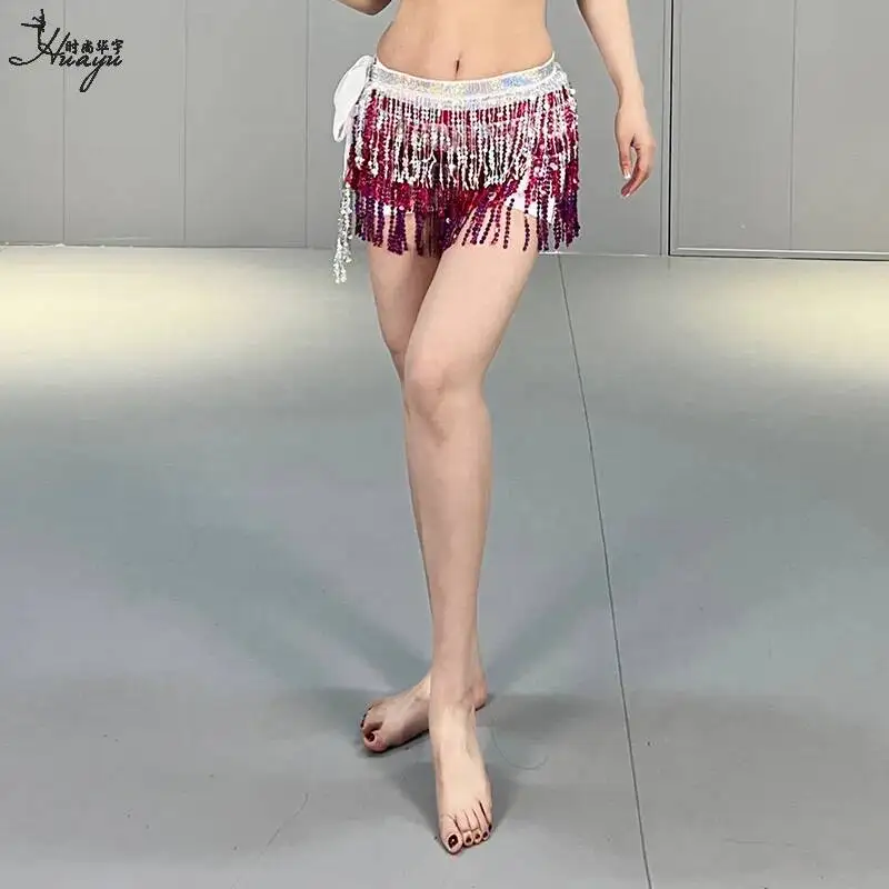 Costume Performance Belly Dance Waist Chain Indian Bohemian Sequin Tassel Hip Scarf Dance Performance Waist Scarf