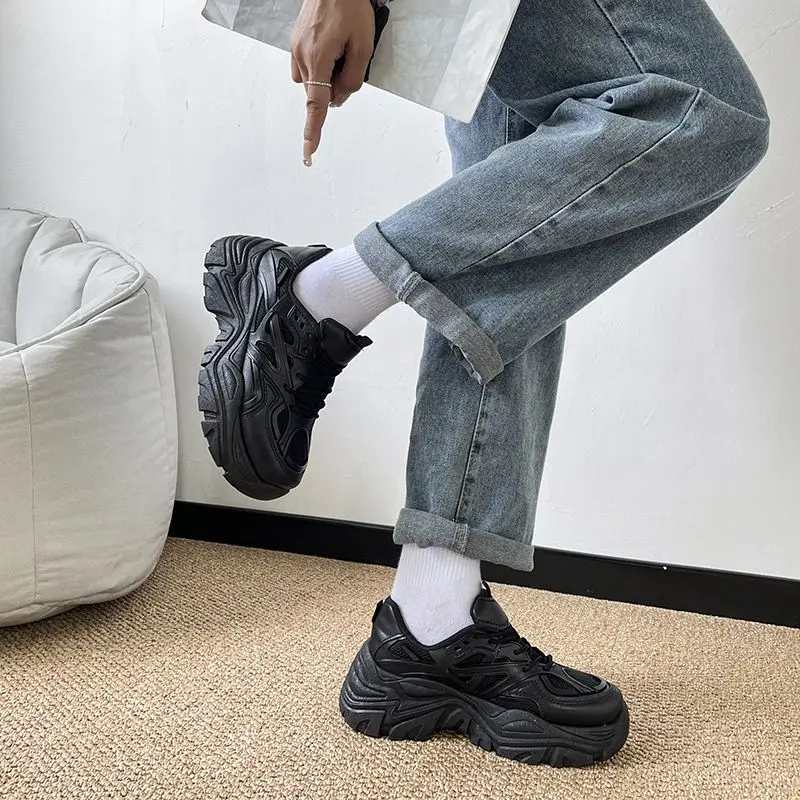 2026 Summer Fresh Girls Max Lift Platform Dad Footwear Airy White Sneaker Shaping Athletic Heavy Bottom