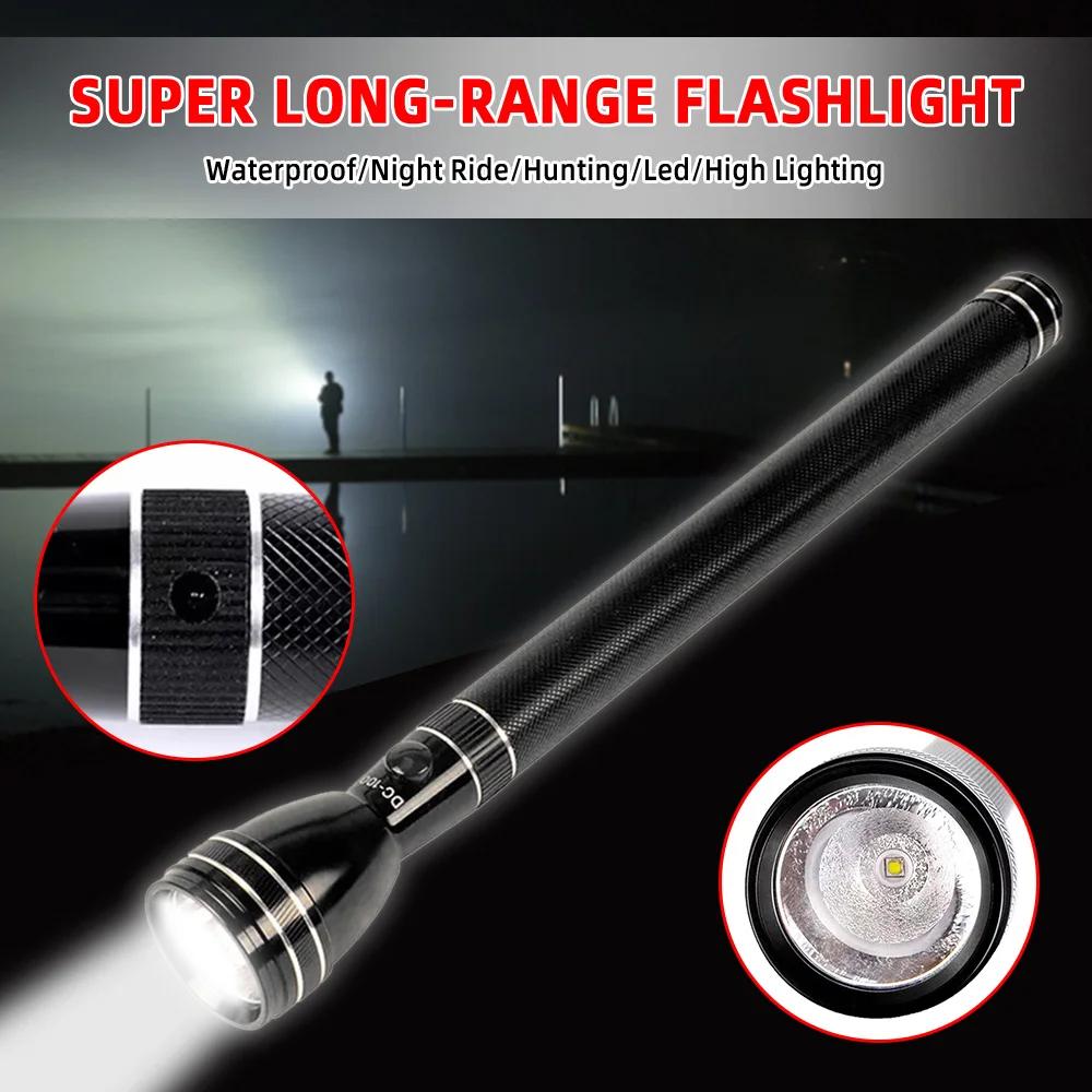 Powerful Bright Tactical Flashlight strong light 500M long-range portable Led Type-C rechargeable torch powerful 2000MAH Battery