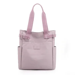 New Women Tote Bag Purple Crossbody Bag Solid Color Large Capacity Simple Student Nylon Hand Bag