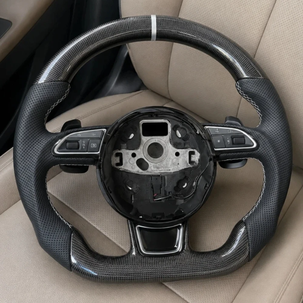 For Audi A3 8P 8V 8Y A4 C6 A5 A6 A7 A8 TT TTRS RS3 RS4 RS5 RS6 RS7 S3 S4 S5 S6 S7 Q3 Q5 Q6 Q7 Carbon Fiber Sports Steering Whee