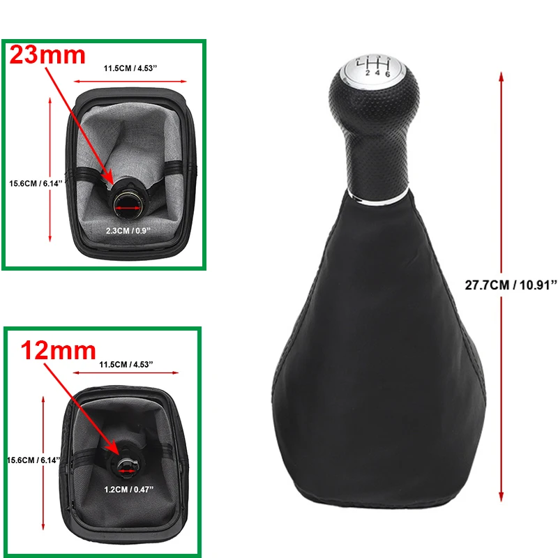 VW Golf Bora 1998-2006 23mm 12mm Pomello del cambio Leva del cambio Ghetta in pelle Boot Cover 5 6 Velocità per VW Golf Bora 3/4/5