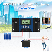50A Solar Charge Controller MPPT Regulator 12V 24V High Efficiency LCD Display Temperature Current Parameter Query Protections