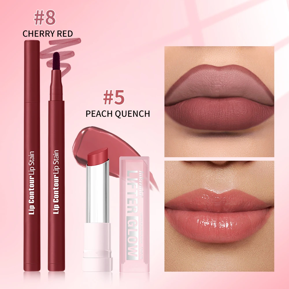 2 szt./zestaw Konturówka do ust Gładki, nawilżający balsam do ust Konturowanie ust Naturalny wygląd Długotrwały, nawilżający zestaw do makijażu ust