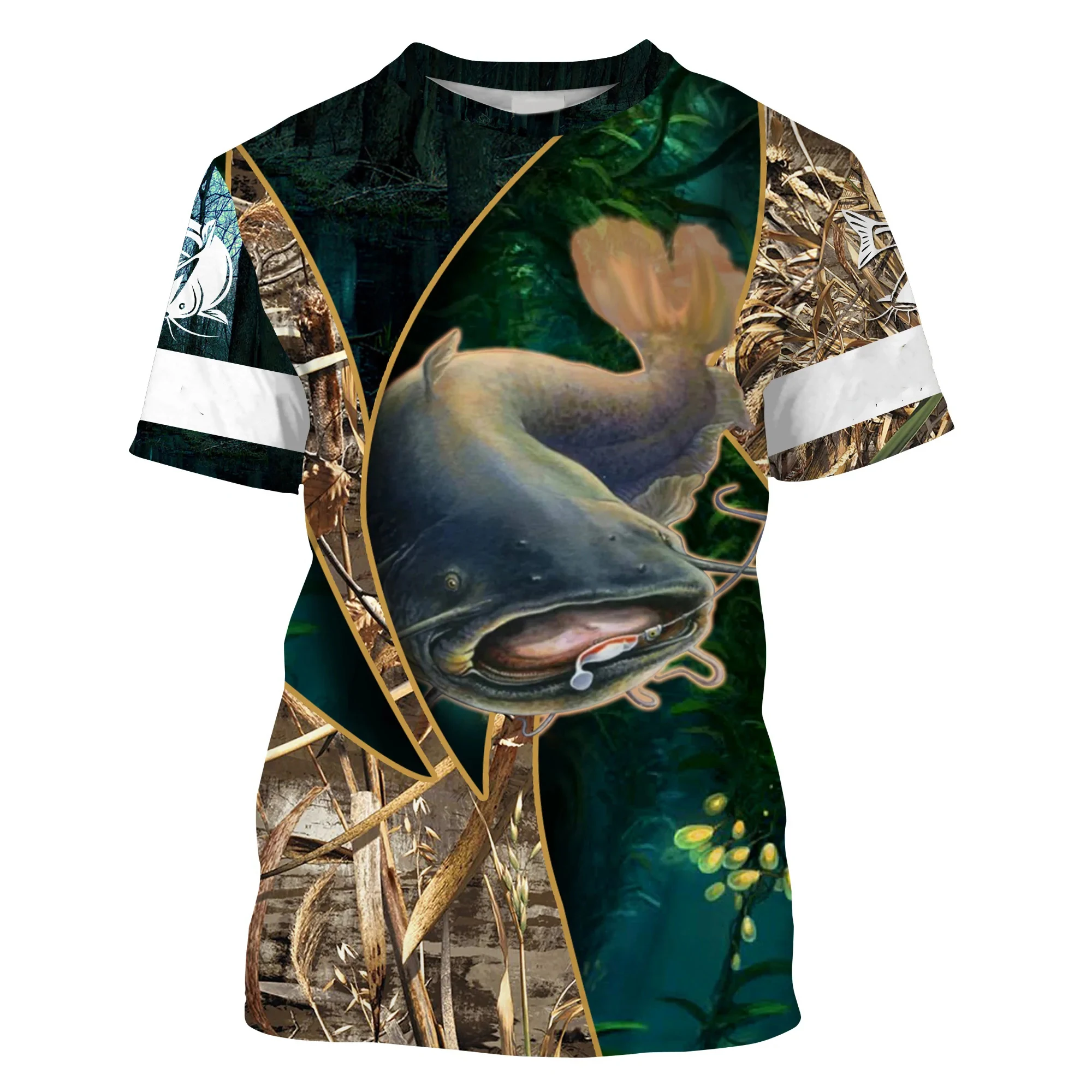 Catfish Fishing Camo Customize 3D Printed Mens t shirt Cool Summer Casual style Unisex T-shirt gift for fisherman