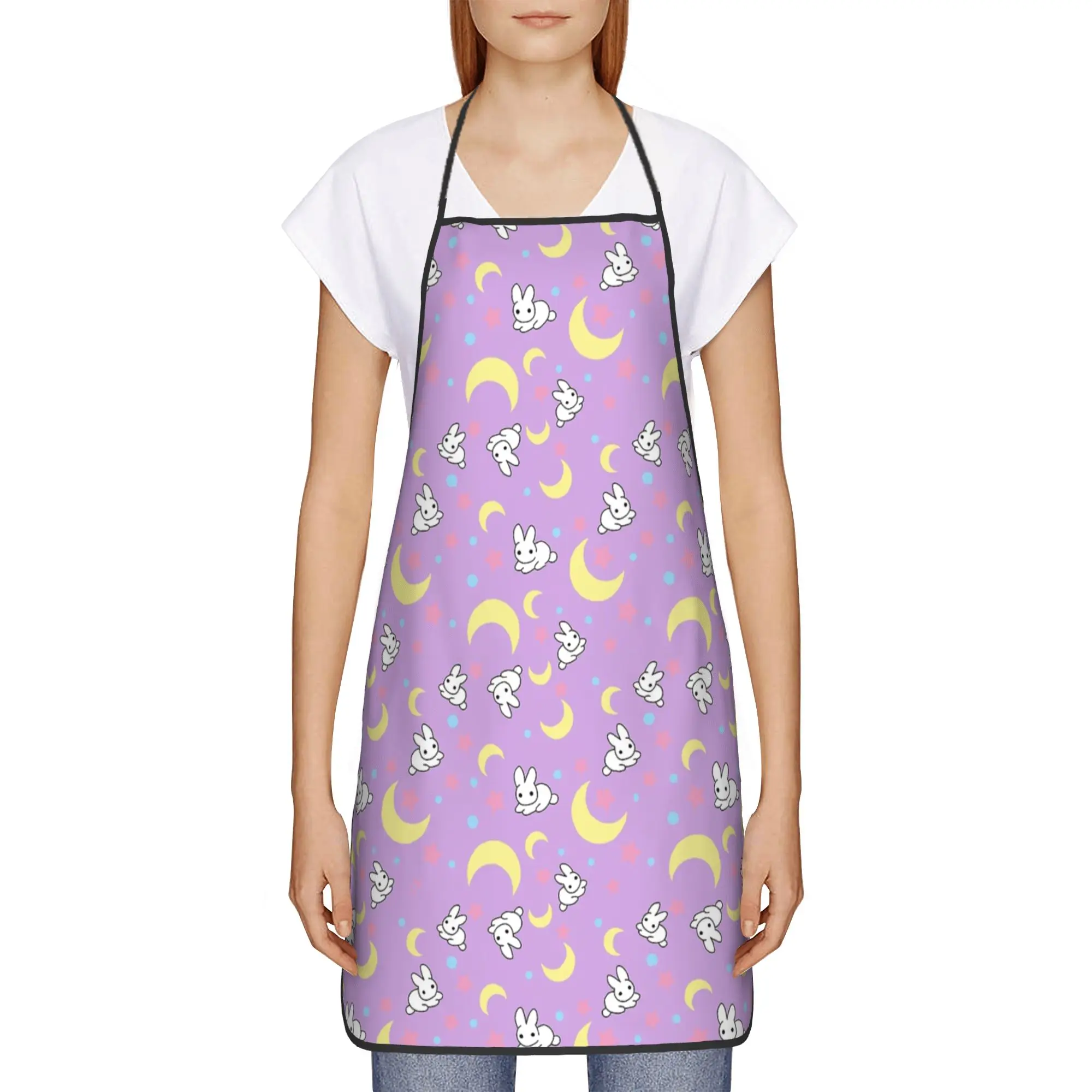 

Moody Rabbits Polyester Apron Sailors Moons 52*72cm Kitchen Baking Bib Tablier Florist Artisan Pinafore for Adult Chef