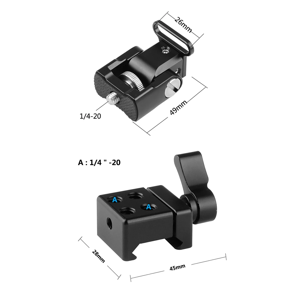 HDRIG NATO Clamp Quick Release NATO Support Bracket With 1/4"-20 Thread Screw Mount For DSLR Camera Monitor