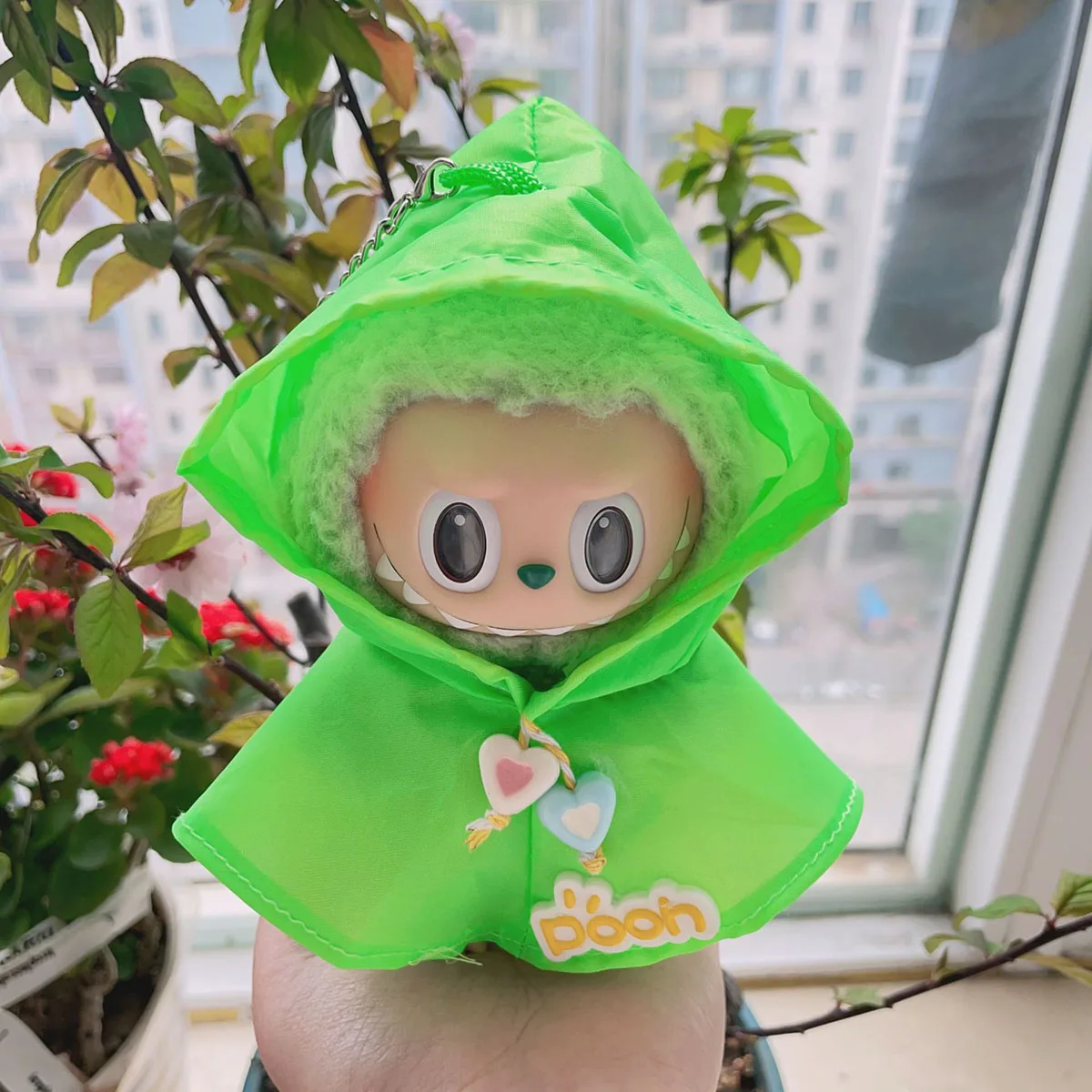 Mini Plush Doll'S Clothes Outfit Accessories for Labubu Green Yellow Raincoat Set Clothing Gift