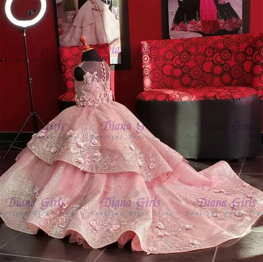 

Flower Girl Dress Quality Luxury Tulle Fluffy For Wedding Little Princess Exquisite Appliques Kids Birthday Party Evening Gowns