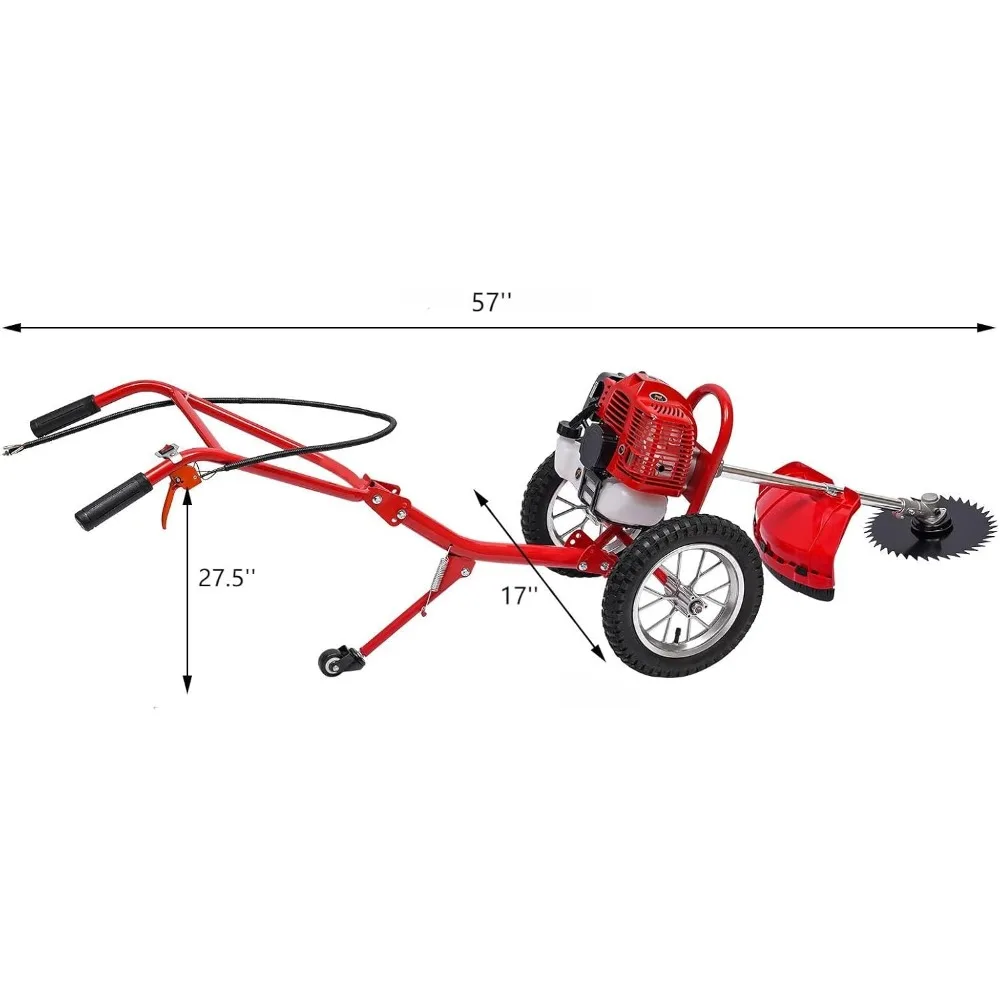 Push Lawn Mower, 49CC 2 Stroke Engine Lawnmower,  Lawn Mower 1.8KW 7000 RPM, Self Propelled Gas Lawn Mower