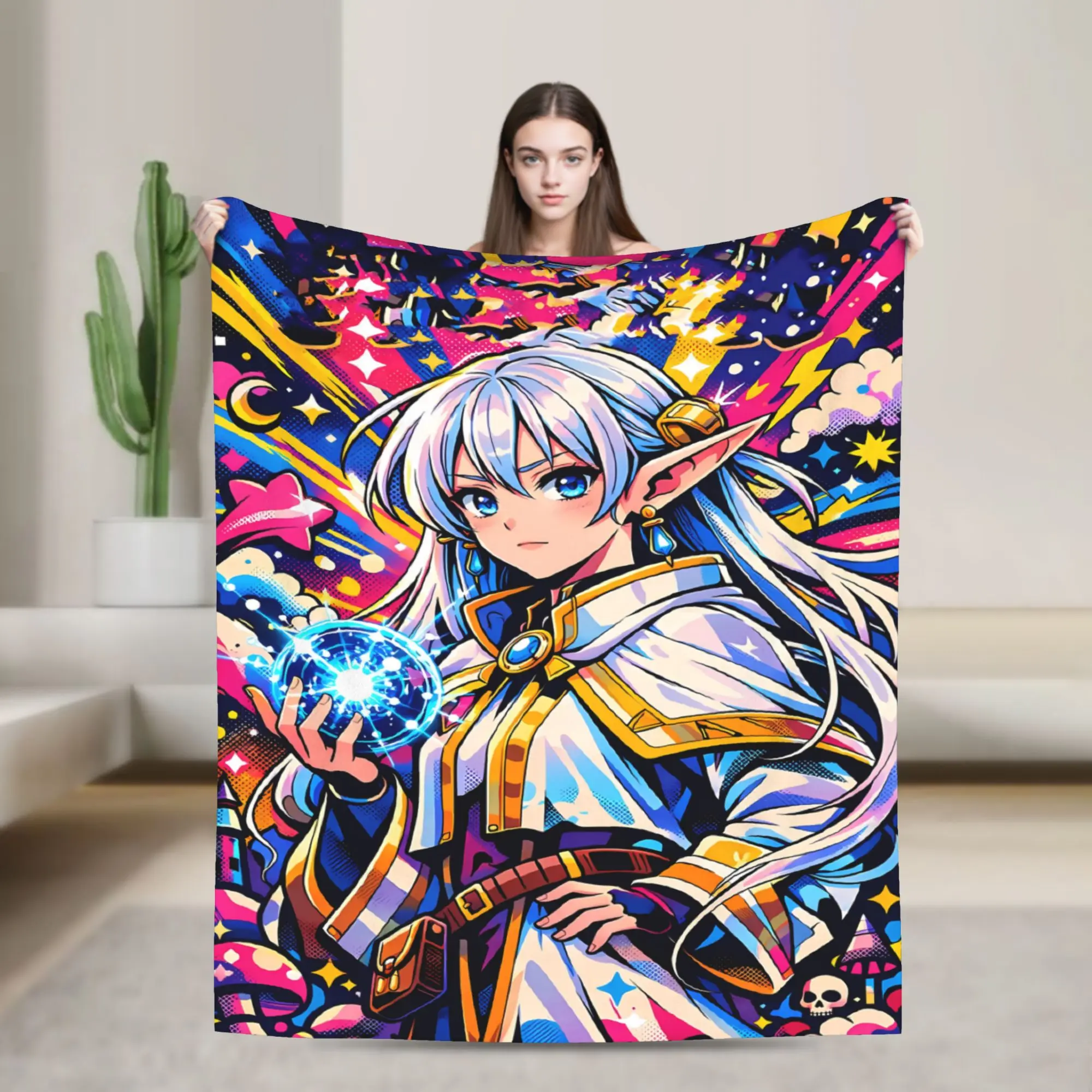 Frierens Beyonds Journey's End Anime Plush Blanket Flannel Throw Blanket For Couch Chair Super Warm Custom Bedspread Gift Idea