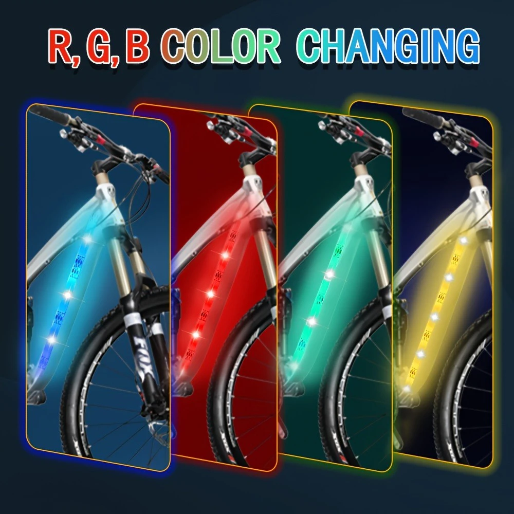 Bicycle LED Lights Strip RGB Color Lights for Night Cycling Battery/USB Powered for Outdoor Bike Scooter Led Tape Lighting