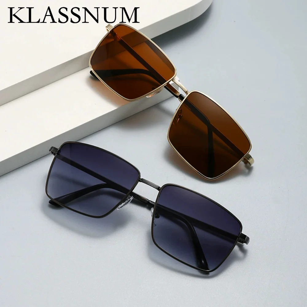 Vintage Men Large Frame Sunglasses Women Brand Designer Metal Classic Square Sun Glasses UV400 Punk Shades Driving Goggles 2025