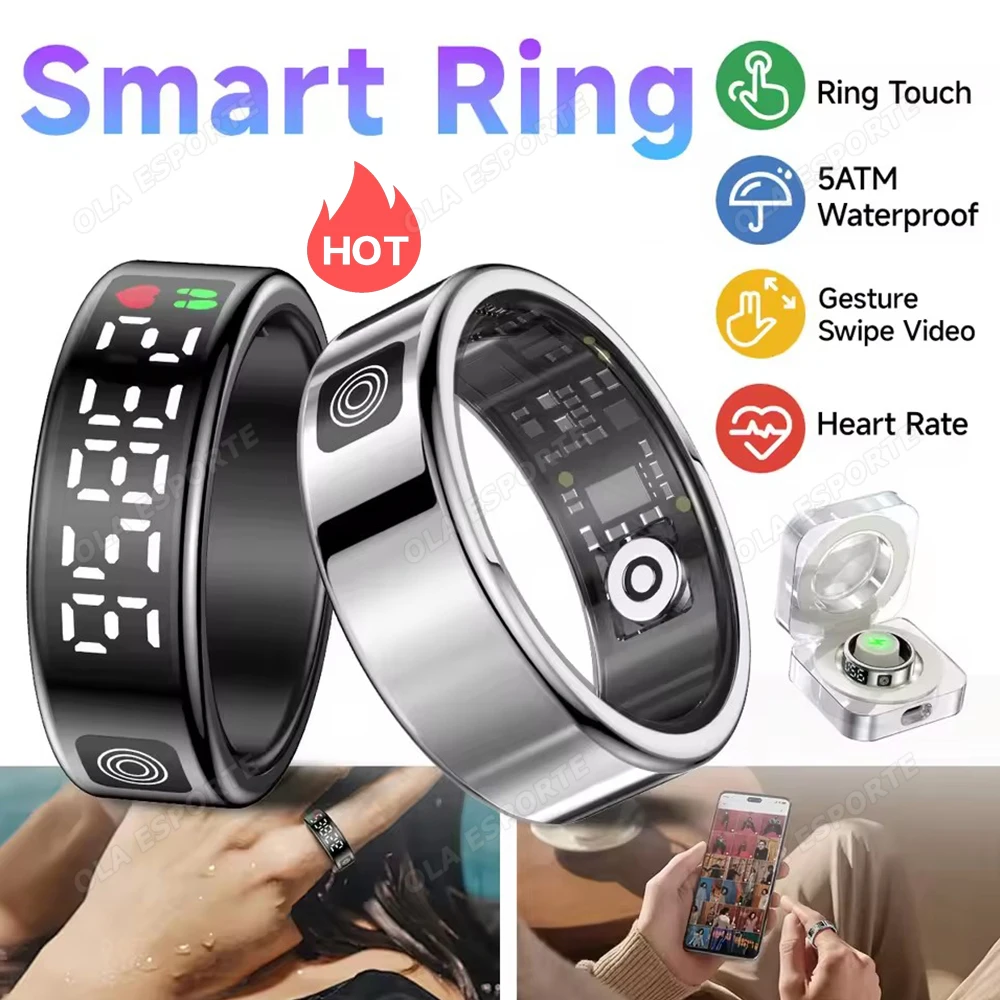 

Смарт-кольцо для мужчин и женщин, шагомер, мониторинг сердечного ритма сна, цифровой дисплей, несколько спортивных режимов, водонепроницаемые кольца для фитнеса 5 атм