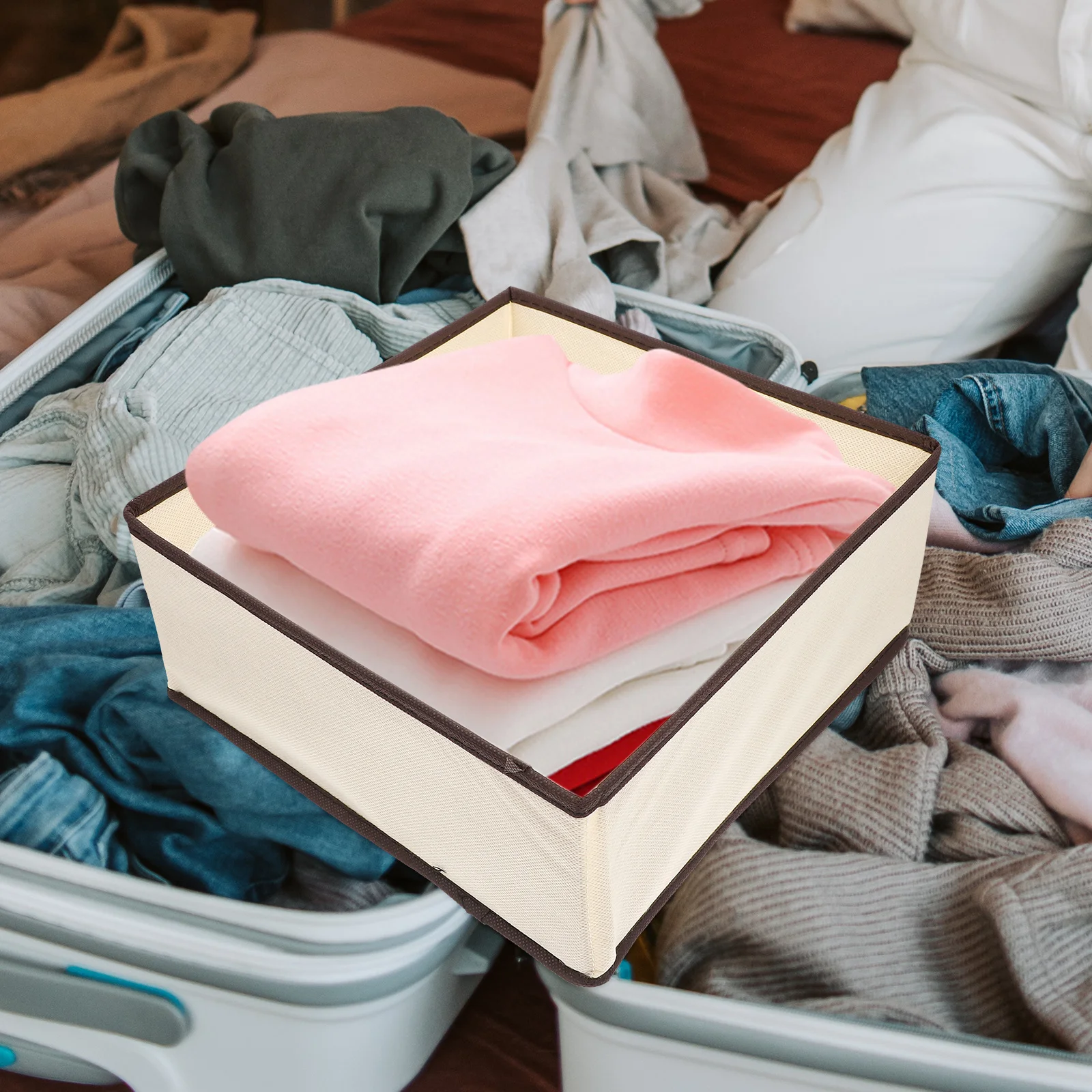 

6Pcs Non-Woven Underwear Storage Boxes Folding Drawer Organizer Bra Clothes Storage Containers for Wardrobe Daily Use