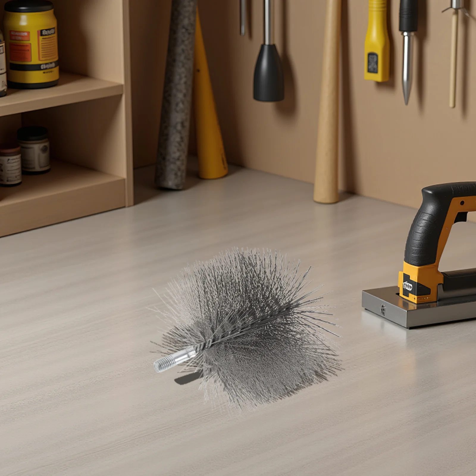 Cabezal de cepillo para chimenea, cerdas de alambre de acero inoxidable para taladro, estufa, tubo, pellets, chimenea de madera, herramienta de limpieza de combustión, cepillo de Metal