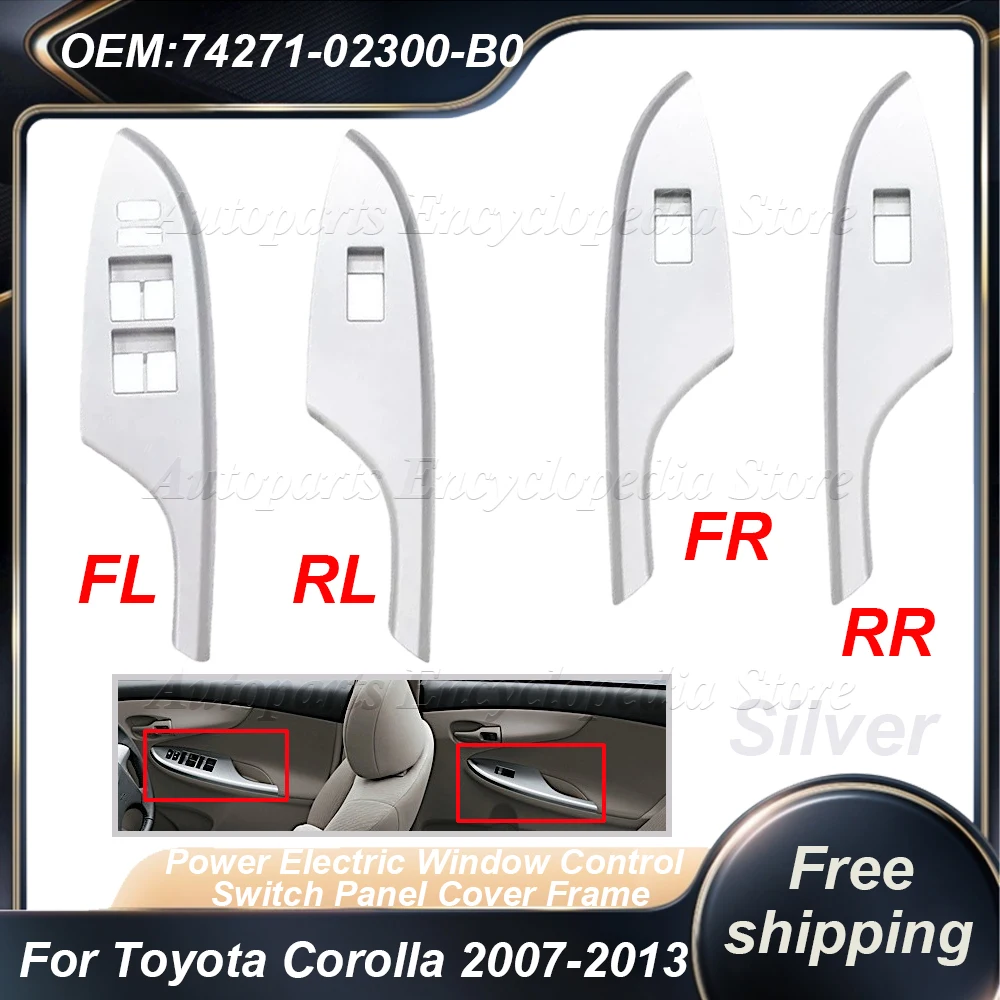 

1PC Silver LHD Car Window Lift Control Switch Cover Panel Frame For Toyota Corolla 2007-2013 For Left Hand Drive Car Accessories