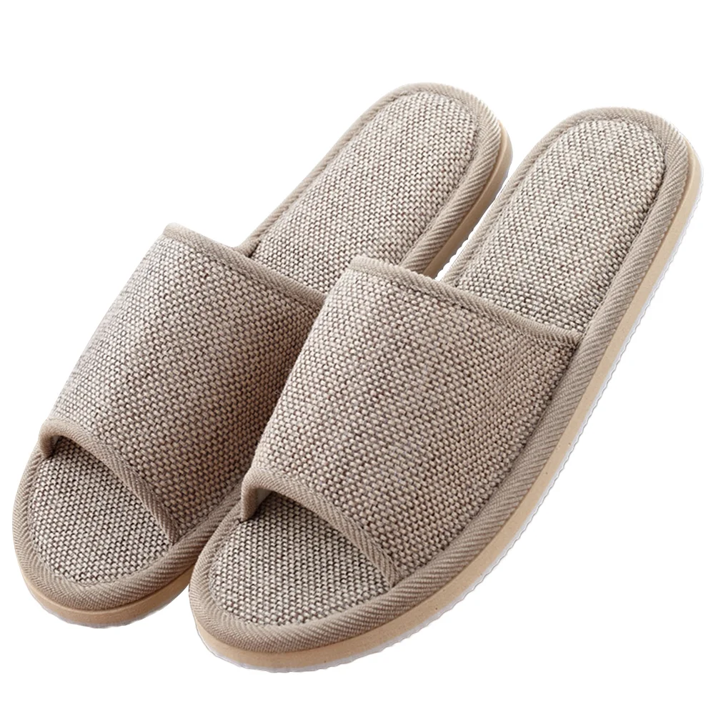 House Slippers for Men Sandal EVA Disposable Guest Shoeless Home Beige Travel Breathable