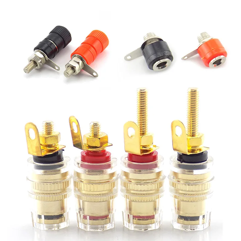 4mm Banana Socket Connector Nickel Plated Thread  Binding Post Nut Banana Plug Jack Audio Socket Medium Amplifier Speaker D4