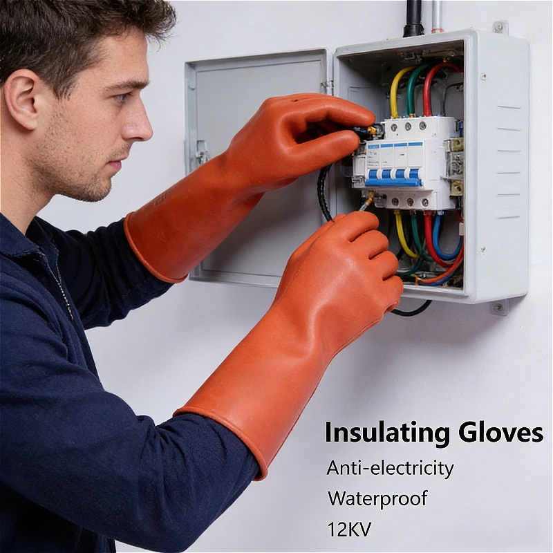

12 кВ защитные перчатки для электрика, защита от электричества, высоковольтные электроизоляционные перчатки, аксессуары для защиты
