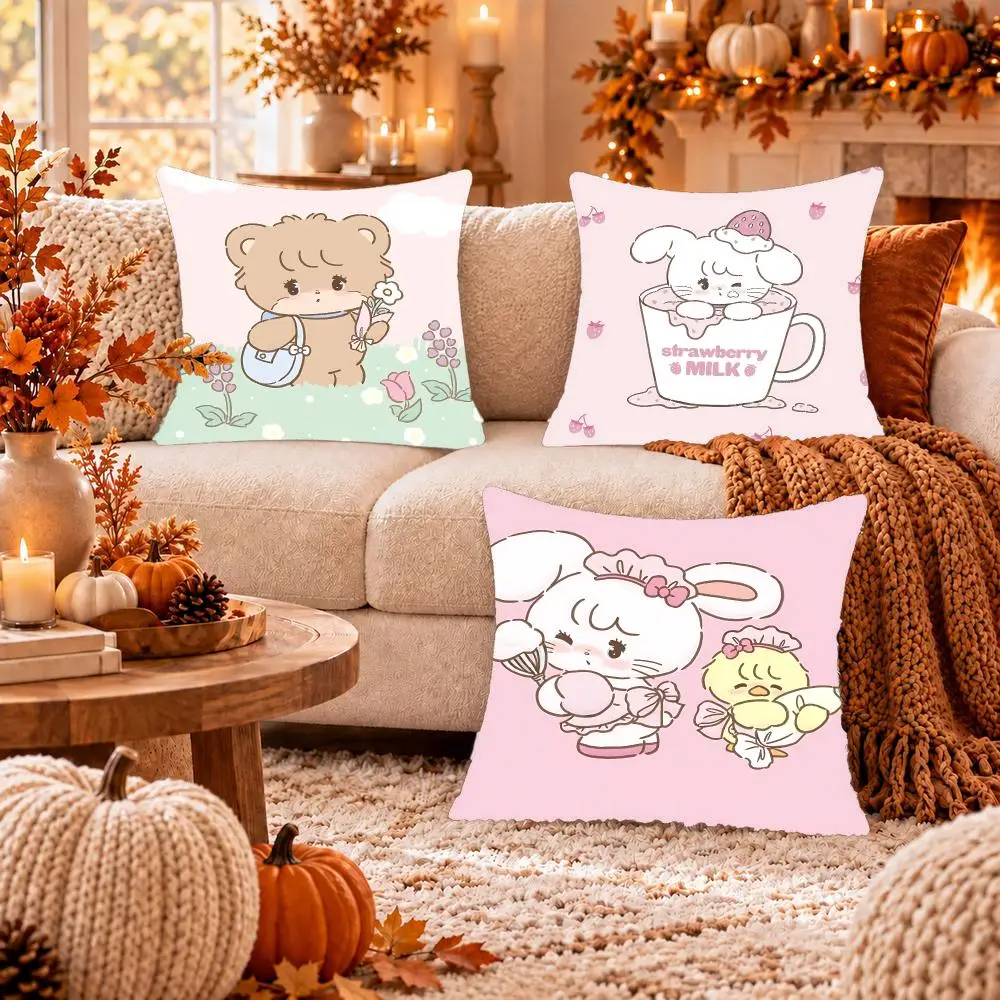 Anime M-mikko Cushion Cover Soft Plush Cushion Case Throw Pillowcase Cozy Home Sofa Bed Living Room Decor