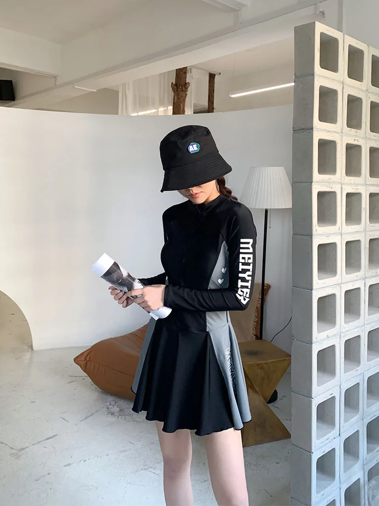 

Женский слитный купальник с длинным рукавом, защита от солнца, корректирующий дизайн, консервативный фасон, бренд Lemon, для лета