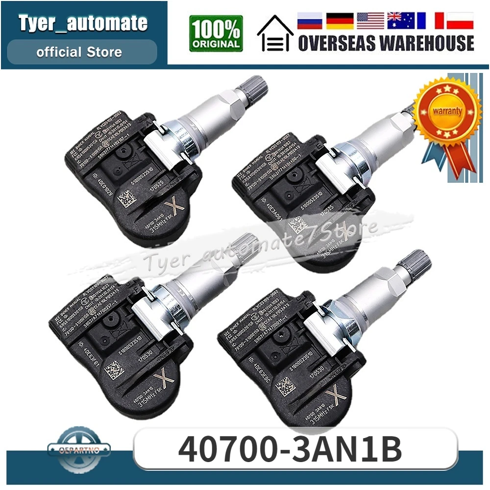 

4PCS TPMS Tire Pressure Sensor 315MHz For Nissan Leaf Sentra Versa Versa Note 40700-3AN1B