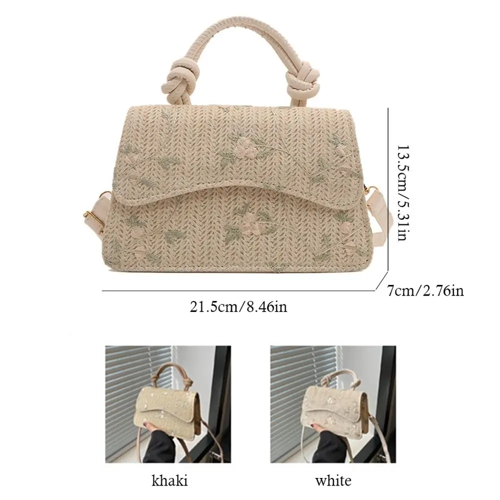 Fashion Grass Woven Straw Bag Handmade Braid Large Capacity Shoulder Messenger Bag Bohemian Rattan Handbags for Summer Beach