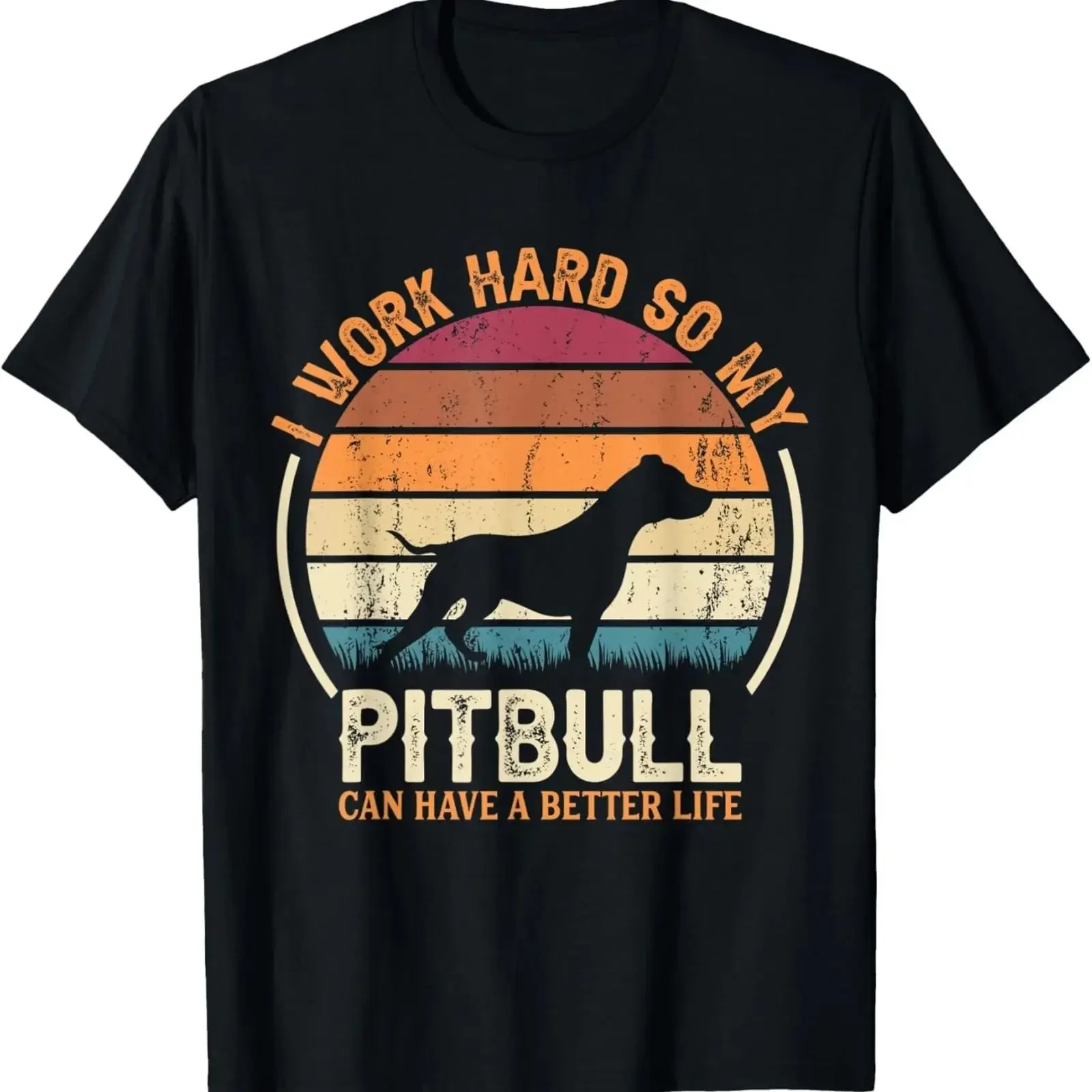 Funny Work Hard So Dog Have Life Retro Pitbull T Shirt  vintage Washed Unisex Stretched Top For Everyday Wear designer clothes