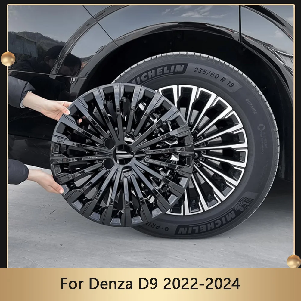 

4PCS Car Full Wheel Hub Cover Protective Shell For Denza D9 2022 2023 2024 Modified Gloss Black Decorative Caps Accessories