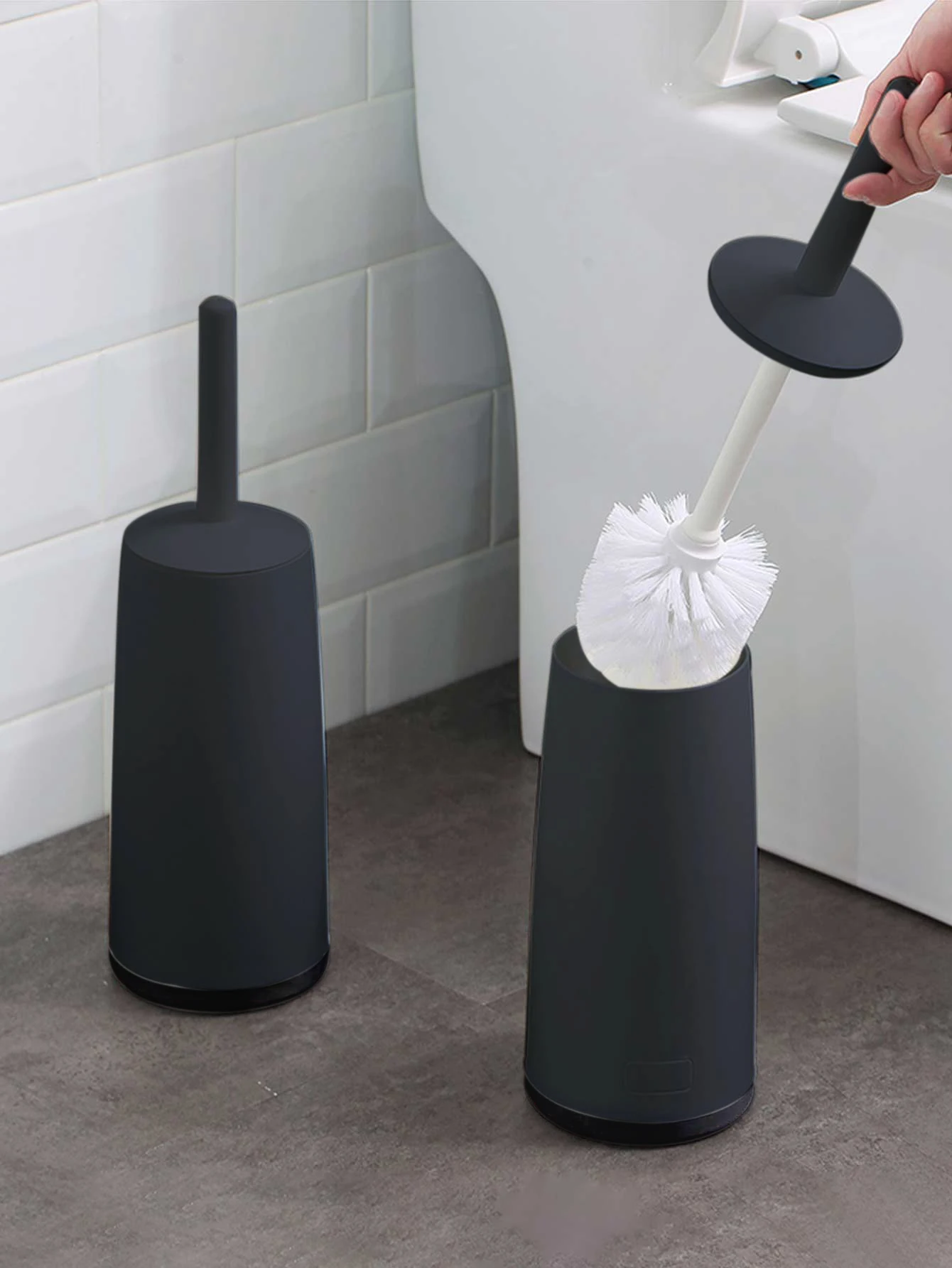 WORTHBUY Long Handle Toilet Brush With Standing Holder, Anti Splash Plastic Toilet Cleaning Brush For WC Barthroom Accessories