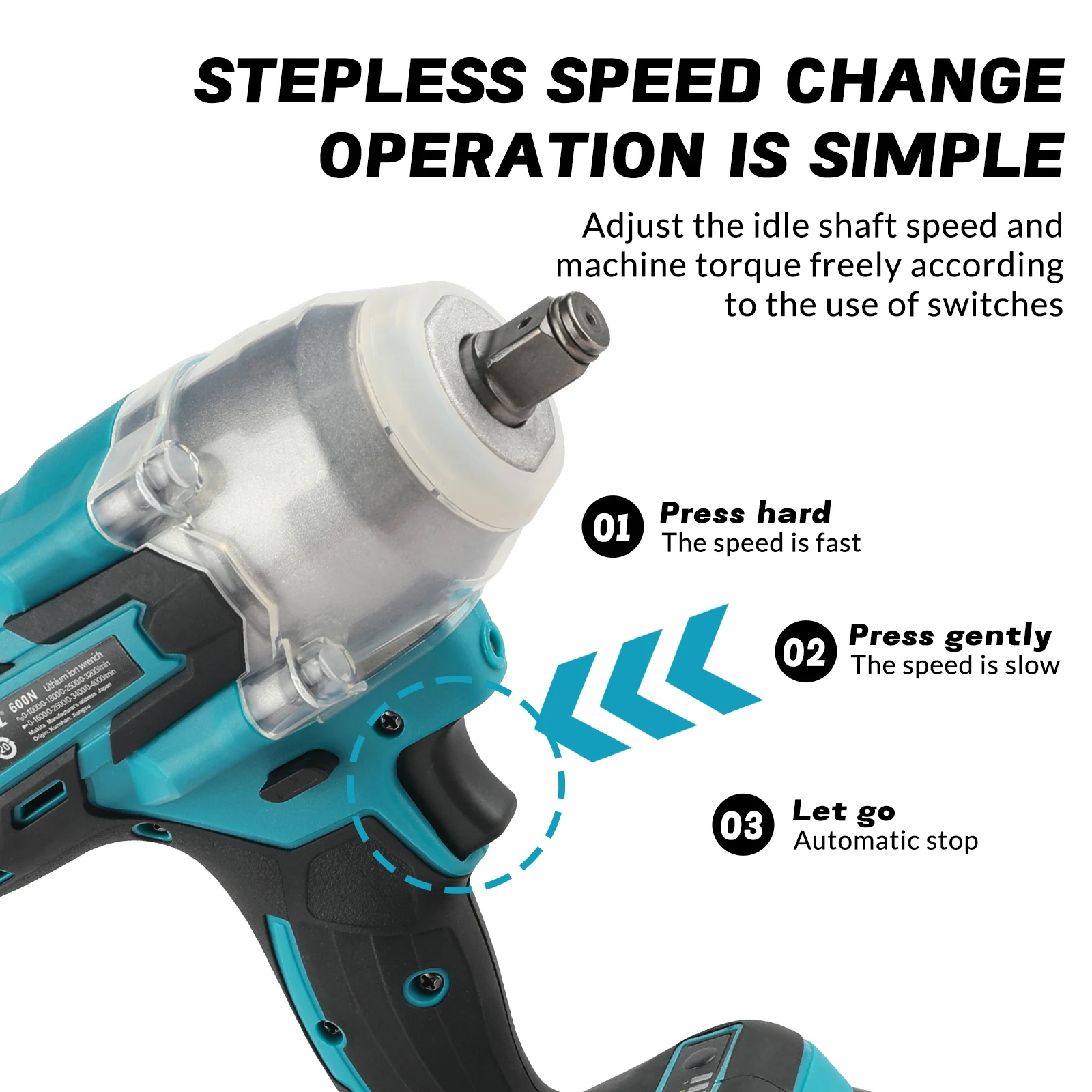 Makita 18V DTW600 3100IPM Cordless Wrench 1/2Inch Brushless Screwdriver Rechargable Electric Screwdriver Vehicle ServiceTool