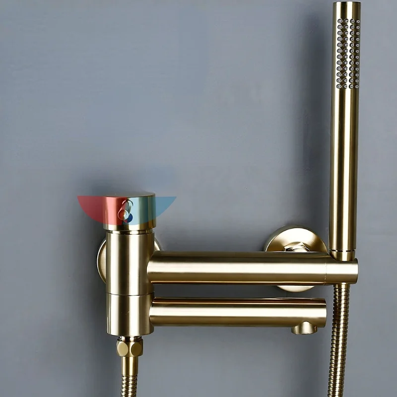 

Brass Bathtub Faucet Single Holder Dual Control Wall Mounted Hot and Cold Bathroom Shower Set