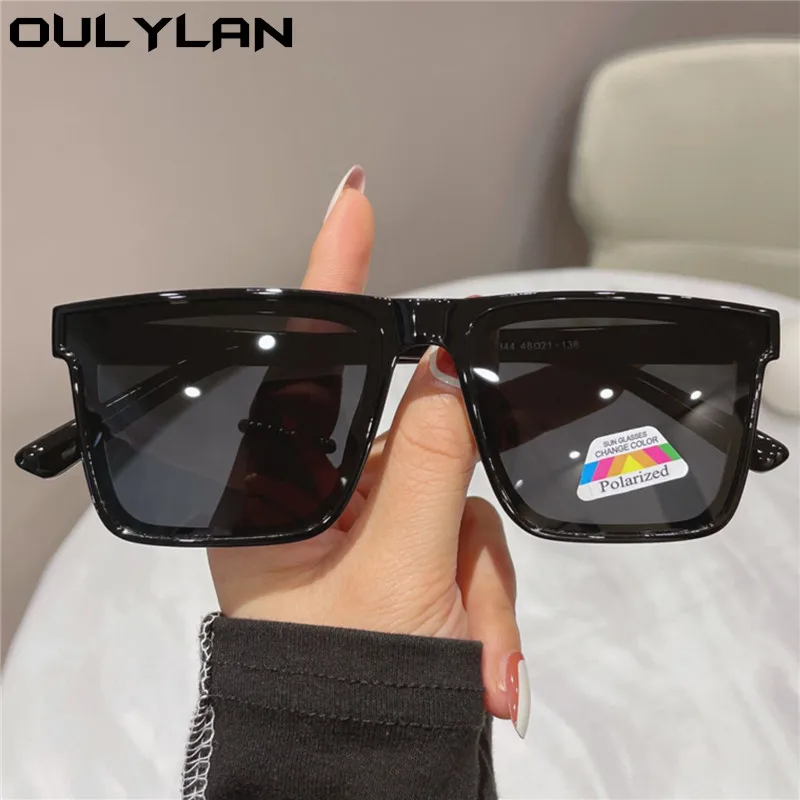 Oulylan 2022 Sqaure Polarized Sunglasses for Men Vintage Brand Designer Black Driving Sun Glasses Male Outdoor Shades UV400