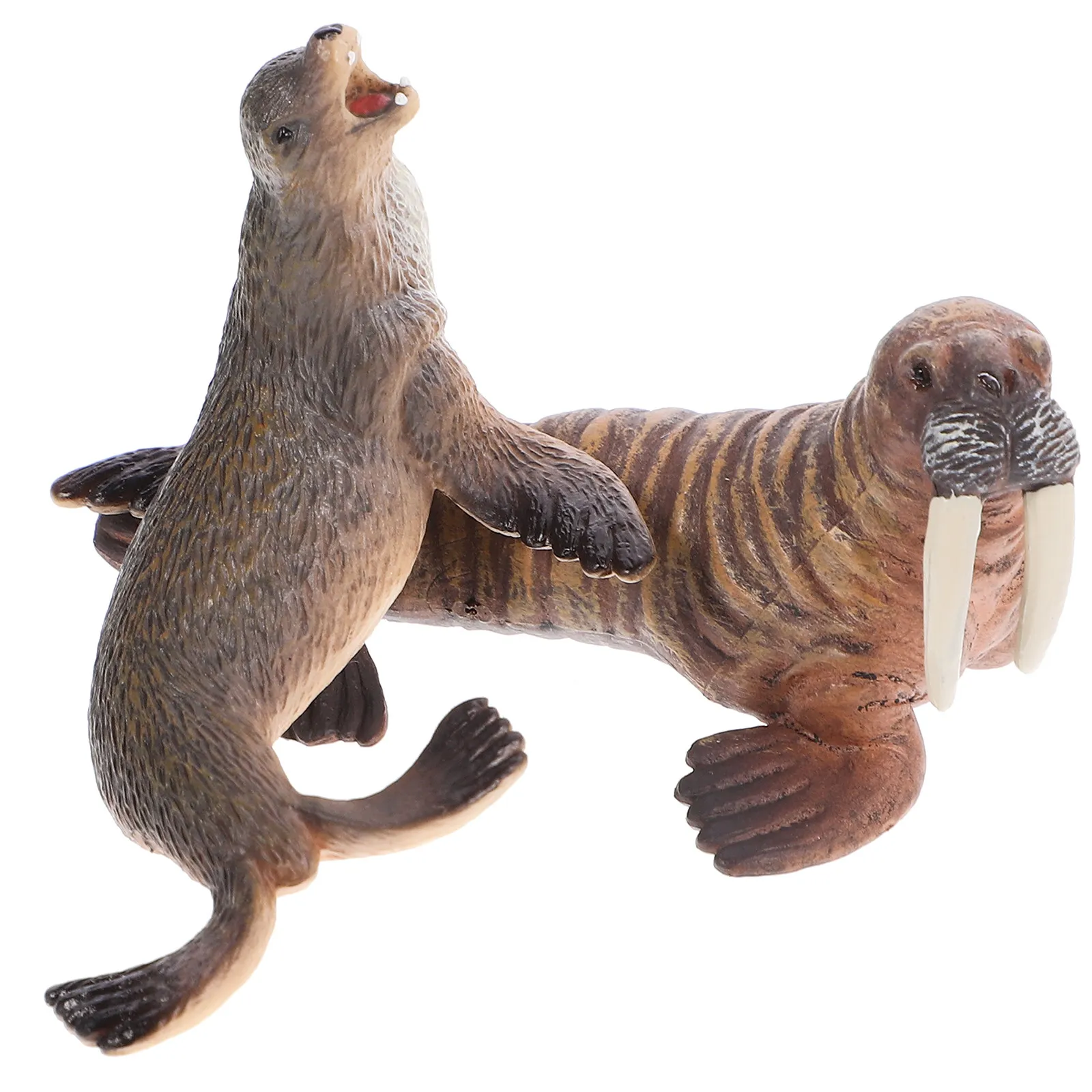 

Набор реалистичных фигурок морских животных: маленький морской лев, морж. Декоративные фигурки, развивающие интерактивные игрушки.