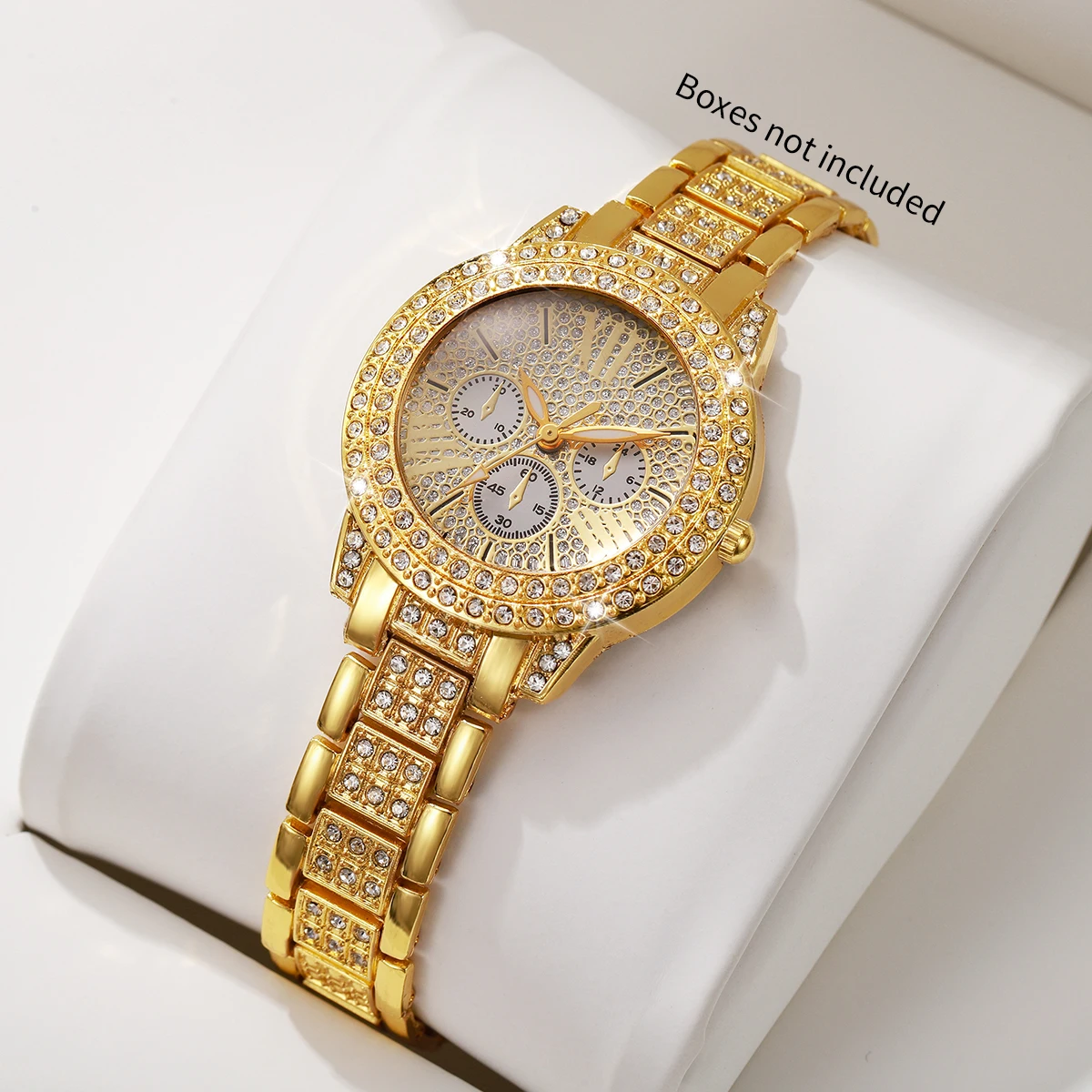 Luxury Full Diamond Women Watches Fashion Decorative Three-eyes Ladies Quartz Wristwatch Reloj Mujer Girls Clock (Without Box)