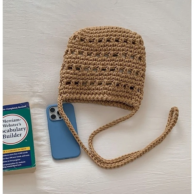 Hollow Out Fabric Shoulder Bag Women Casual Weaving Design Crossbody Bag Simple Versatile Side Pocket for Summer Beach 2026