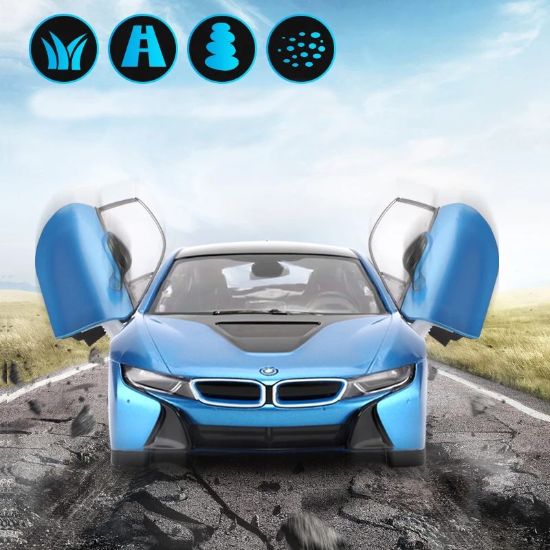 BMW i8 RC Car 1/14 Remote Control Car Model Rechargeable Battery Radio Controlled Auto Machine Toy Gift for Kids Adults (blue)