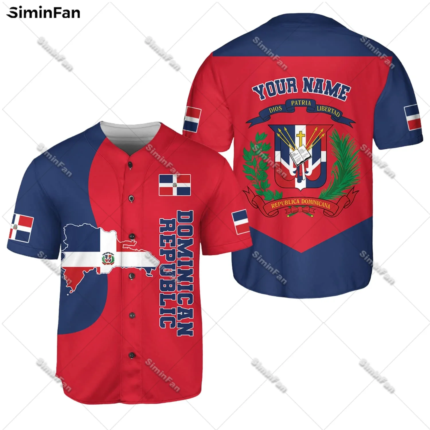 Dominican Republic Coat Of Arms Baseball Jersey Shirt 3D Printed Mens Summer Collarless Tee Unisex Sporty Tshirt Female Top-1