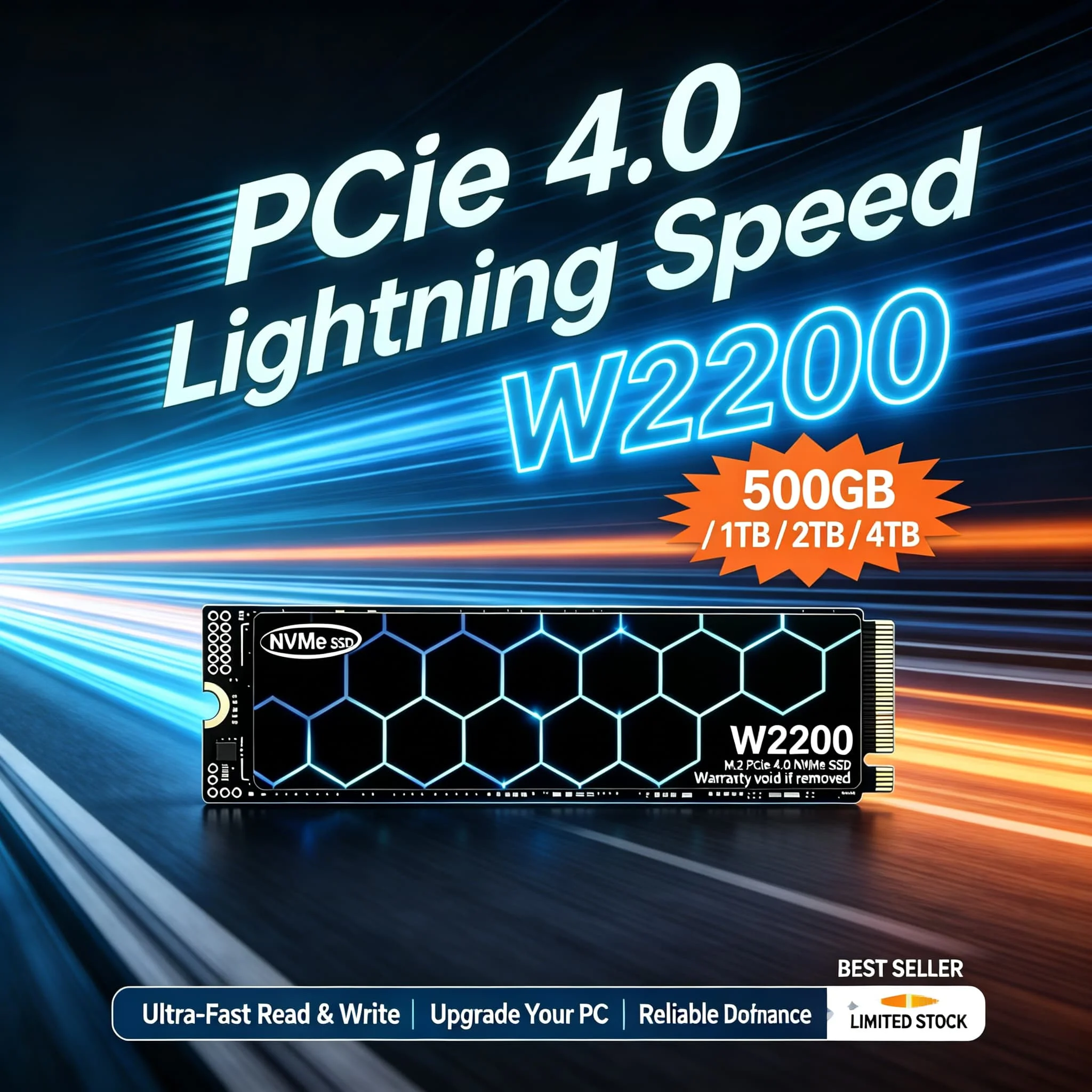 W2200 M.2 NVMe PCIe 4.0 SSD 500GB 1TB 2TB 4TB 2026 New Fast Speed High Speed Inside Solid State Disk Notebooks PC Game Office