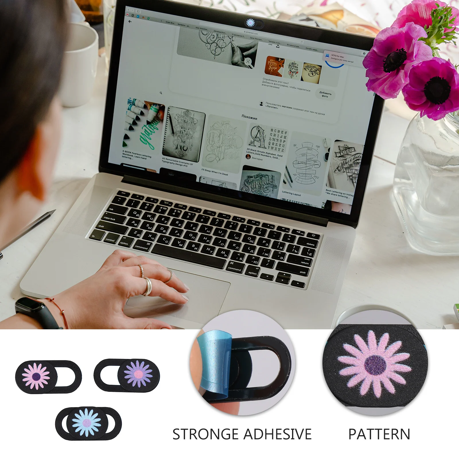 

3pcs Laptop Tablet Camera Cover Slider Privacy Protection Strong Adhesive Large Hole Design Easy One-Finger Operation Video