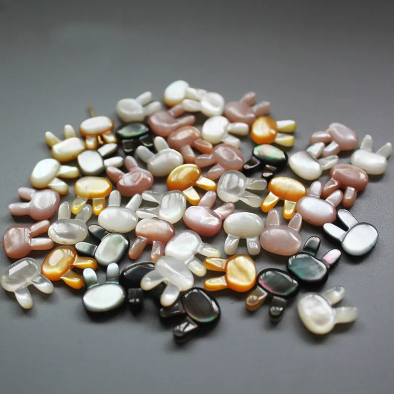 5pcs / bag natural mother-of-pearl loose beads 10x12mm vertical hole rabbit head jewelry making DIY necklace brooch accessories
