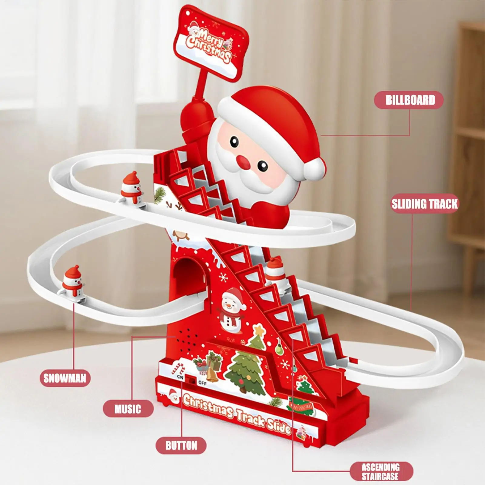 Electric Roller Coaster Toy Santa Christmas Train Track Set with Snowman Activity Game for Toddlers Boys Girls Holiday Xmas Gift