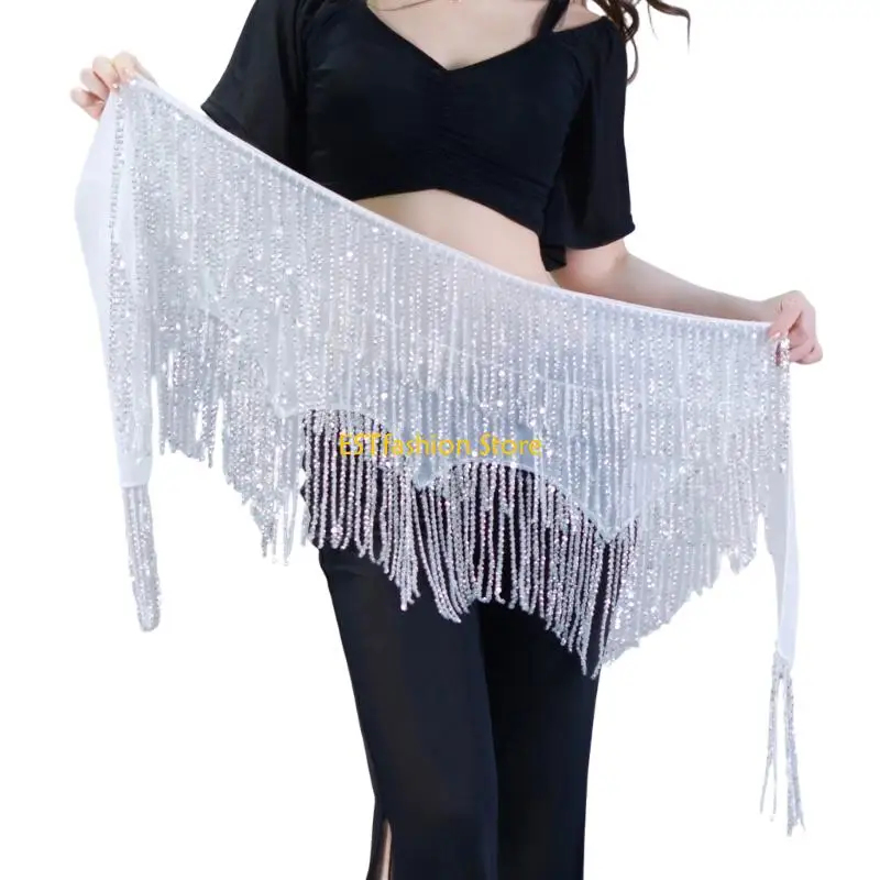 Y5GC Glittering Enhancing Visual Hip Scarf Perfect for Professional Belly Dance Event
