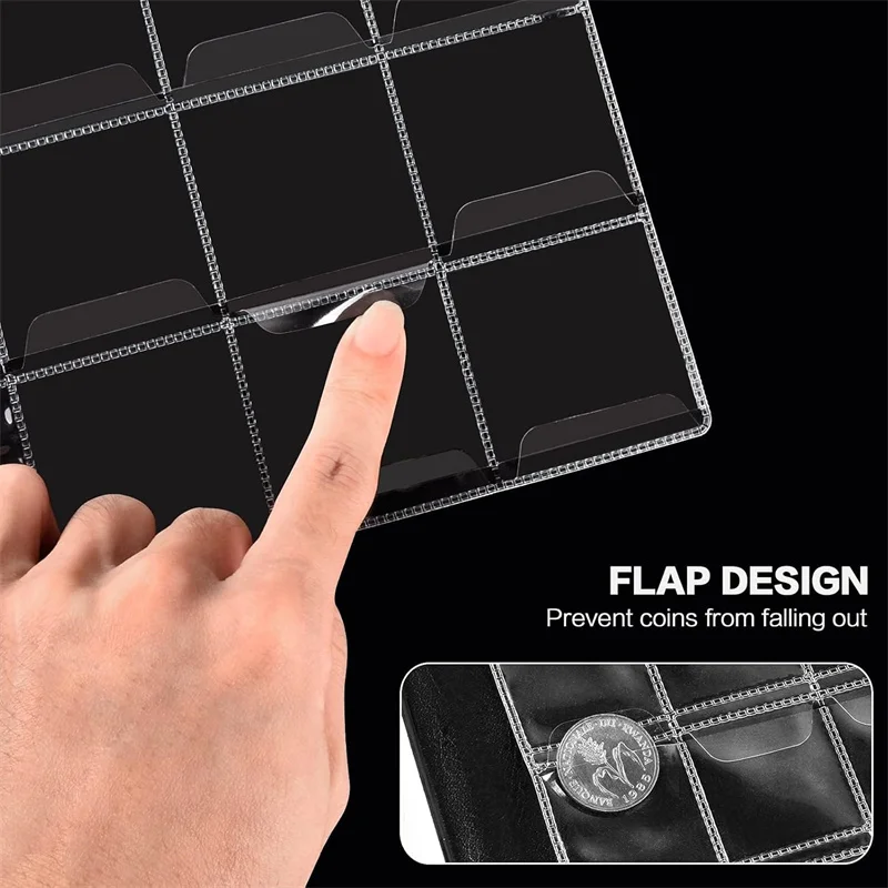 

Practical 312 Grids Coins Holder Album Black Soft Coins Collecting Album Storage Case Coin Collection Book for Commemorative