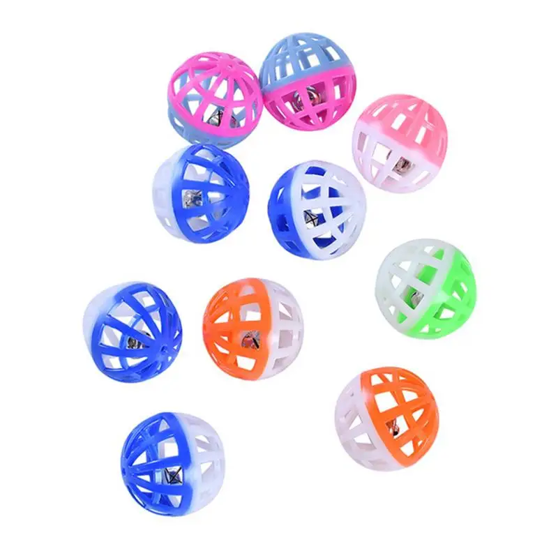 Pet Cat Toy Bell Ball 10Pcs Two Color Bell Vocal Ball Set For Parrot Bird Hamster Non Toxic Plastic Universal Toy